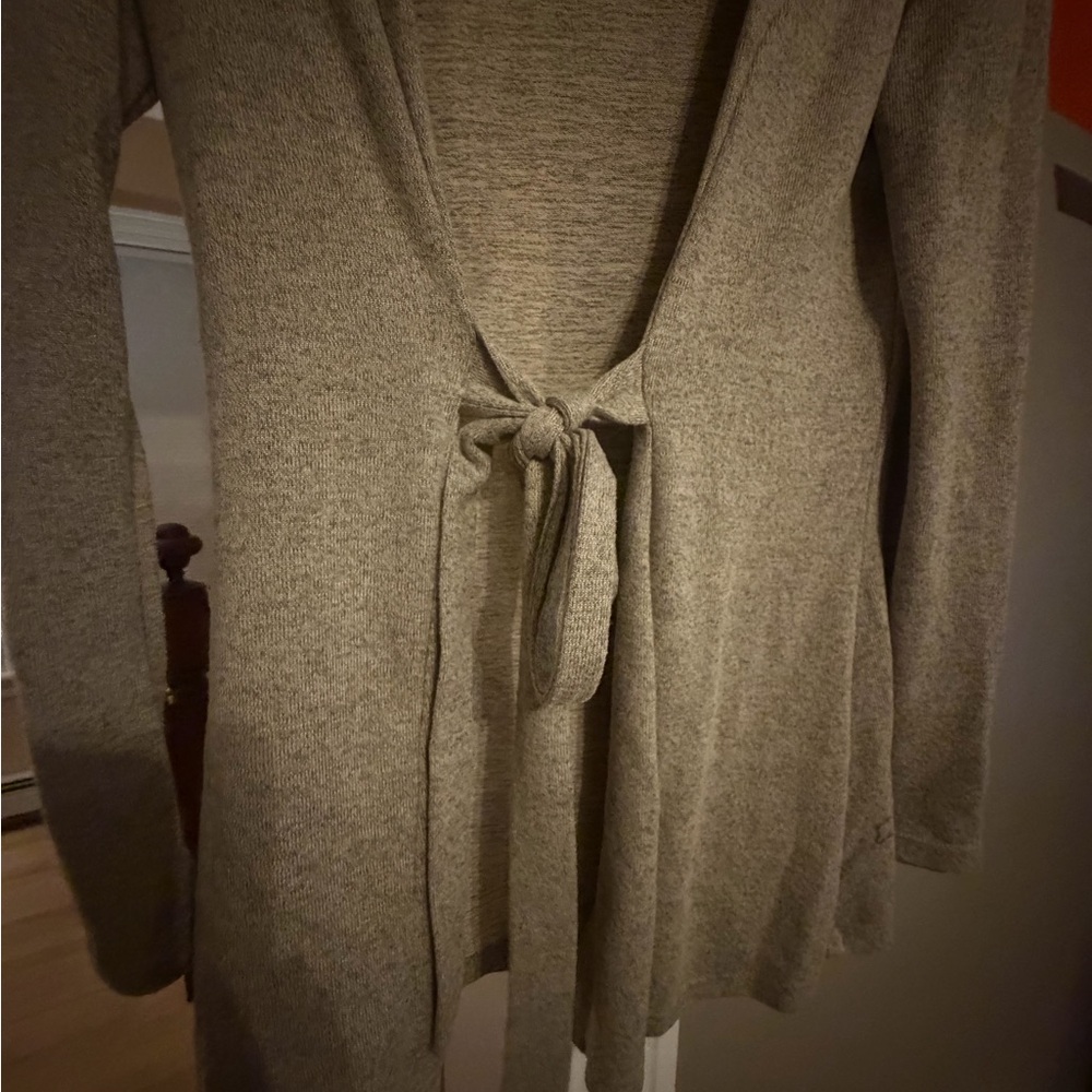 Elegant Tie-Front Cardigan - Tan